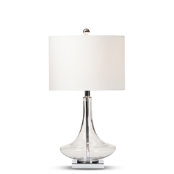 Baxton Studio Noa Modern and Contemporary Clear Glass and Silver Metal Teardrop Table Lamp
